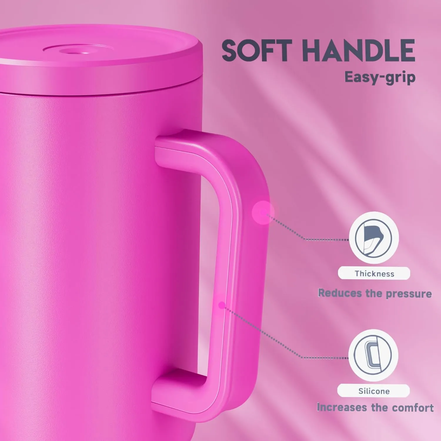 Meoky 40 oz Tumbler with Handle and Straw: Stainless Steel Insulated Tumbler with Lid and Straw - 100% Leak Proof Tumbler for Car Cup Holders - Travelers Commuters Workers, Barbie