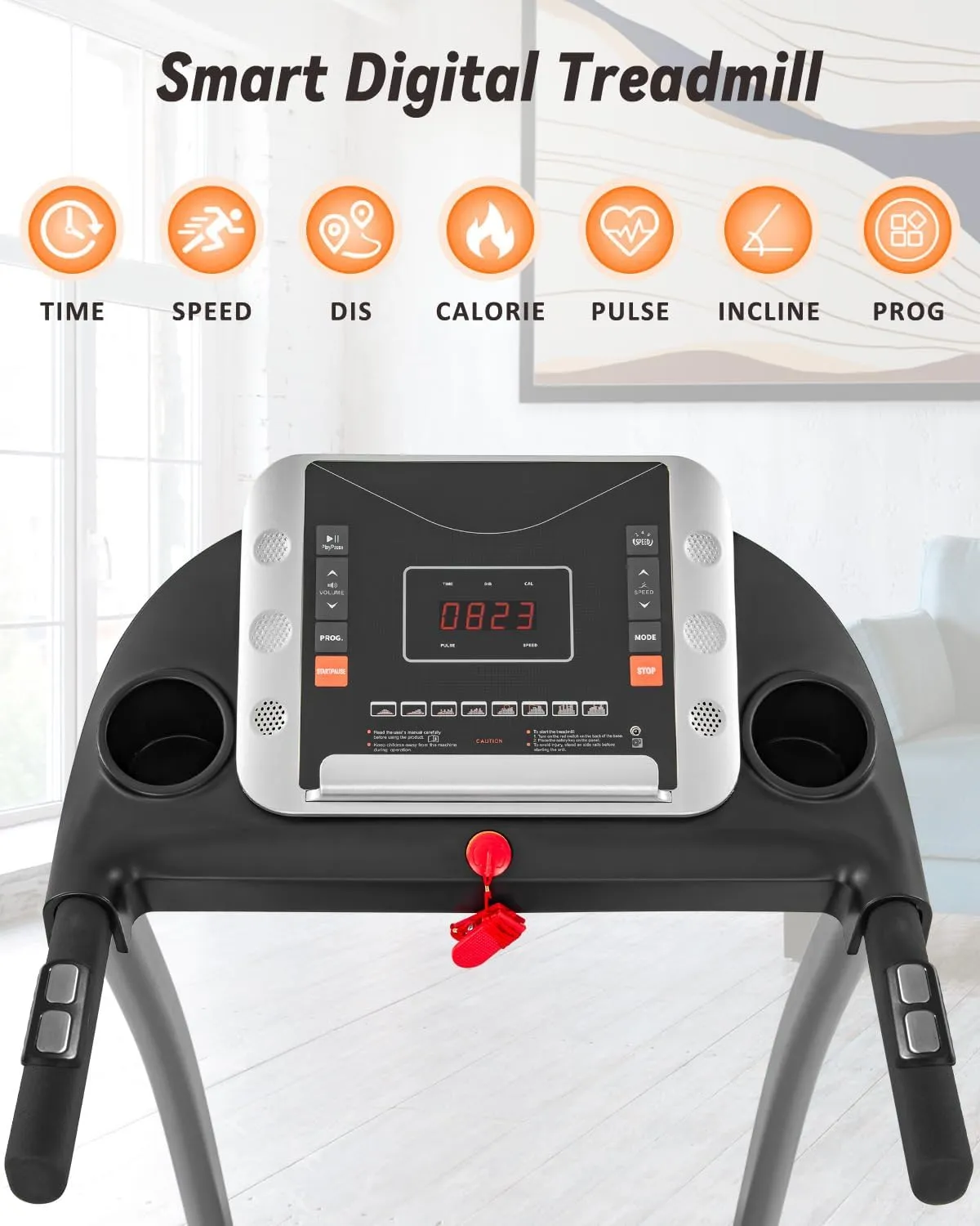 Merax Foldable Electric Treadmill 2.5HP Motorized Running Machine with 12 Perset Programs 300LBS Weight Capacity Walking Jogging Treadmill for Office Home Gym Workout with Incline
