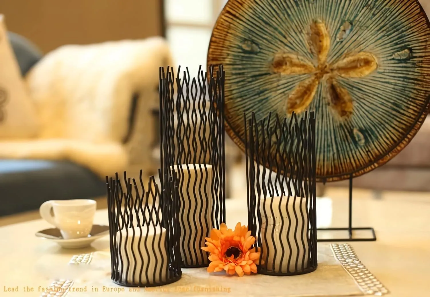 Metal Wire Willow Pillar Candle Holder Set of 3, Creative Wire Cage Candleholder Set for Fireplace Mantel Decoration, 8/10/12 inch Black Tealight Lanterns for Table Centerpiece