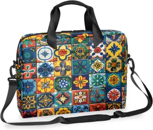 Mexican Talavera Ceramic Tile Laptop Sleeve Case 14 15 15.6 inch, Mexican Talavera Ceramic Tile Laptop Briefcase Shoulder Bag Waterproof Travel Computer Cover Carrying Bags