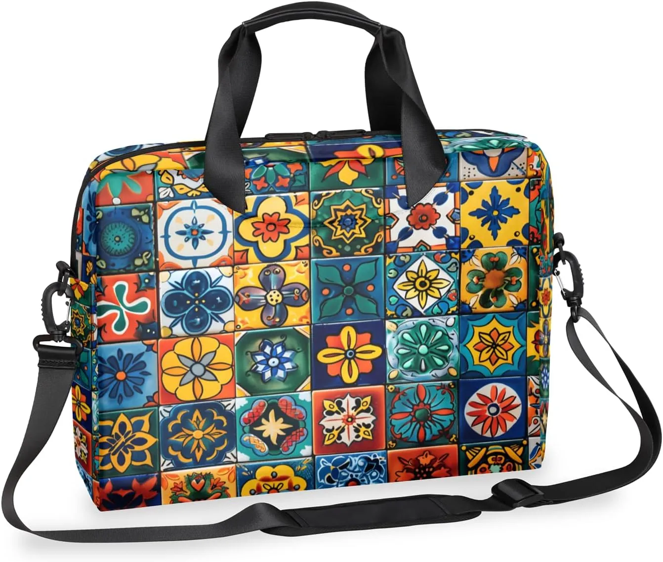 Mexican Talavera Ceramic Tile Laptop Sleeve Case 14 15 15.6 inch, Mexican Talavera Ceramic Tile Laptop Briefcase Shoulder Bag Waterproof Travel Computer Cover Carrying Bags