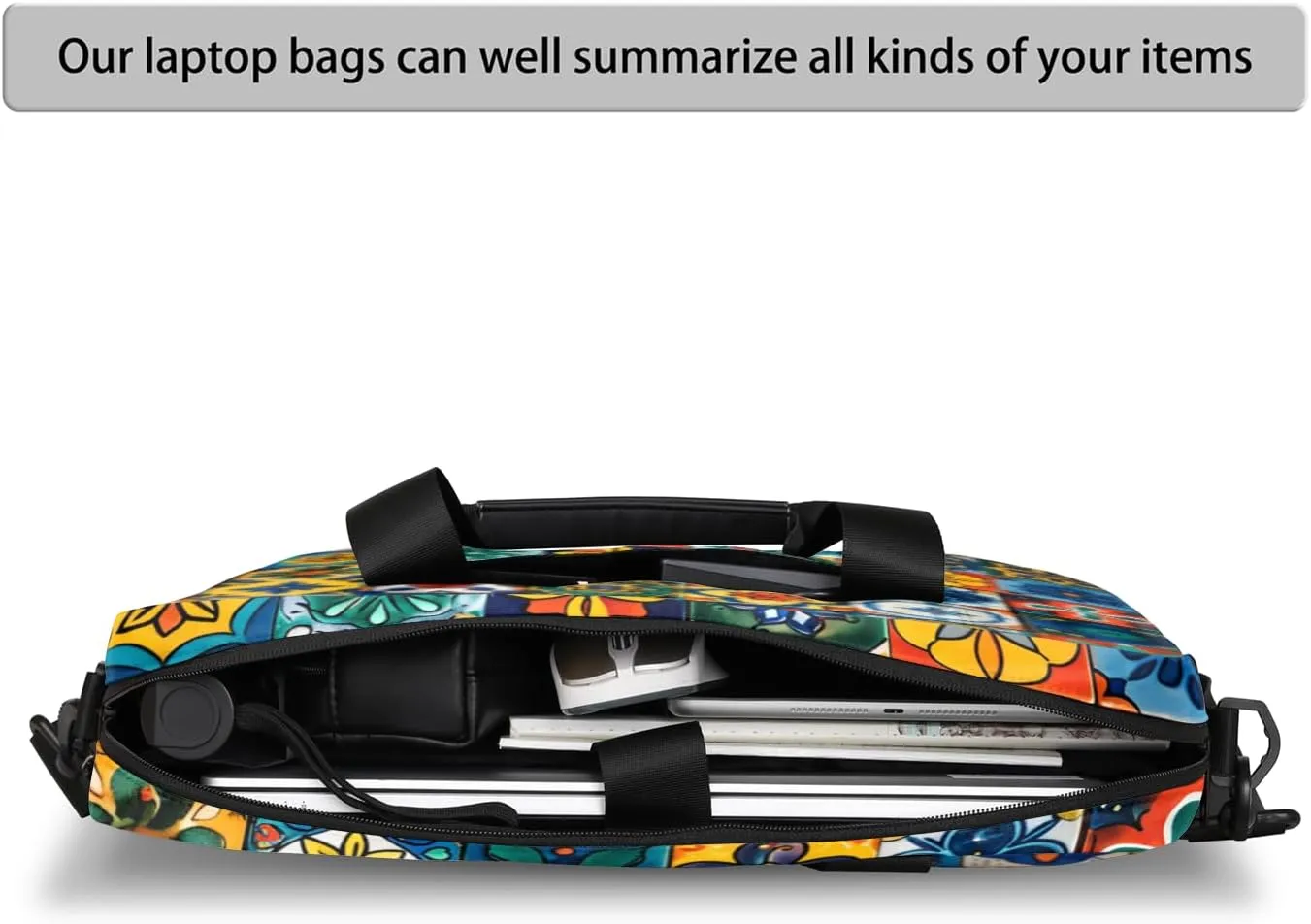 Mexican Talavera Ceramic Tile Laptop Sleeve Case 14 15 15.6 inch, Mexican Talavera Ceramic Tile Laptop Briefcase Shoulder Bag Waterproof Travel Computer Cover Carrying Bags