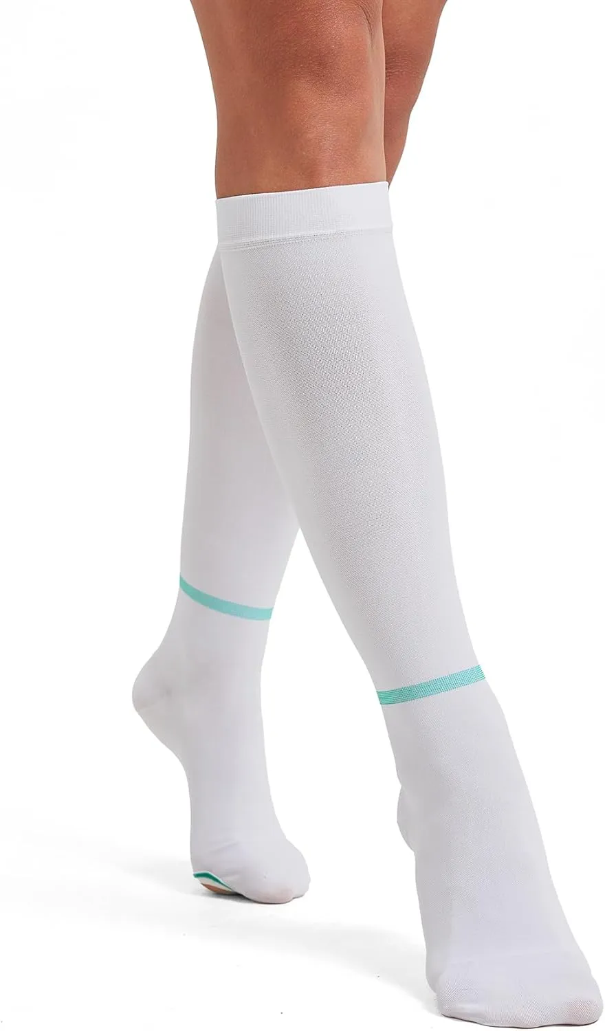 MGANG Ted Hose Knee High Anti Embolism Compression Stockings for Women & Men, Surgical Compression Stockings, 15-20 mmHg Compression TED Hose Socks with Inspect Toe Hole, 1 Pair, White L