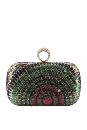 Mini Abstract Sequin Clutch - Green