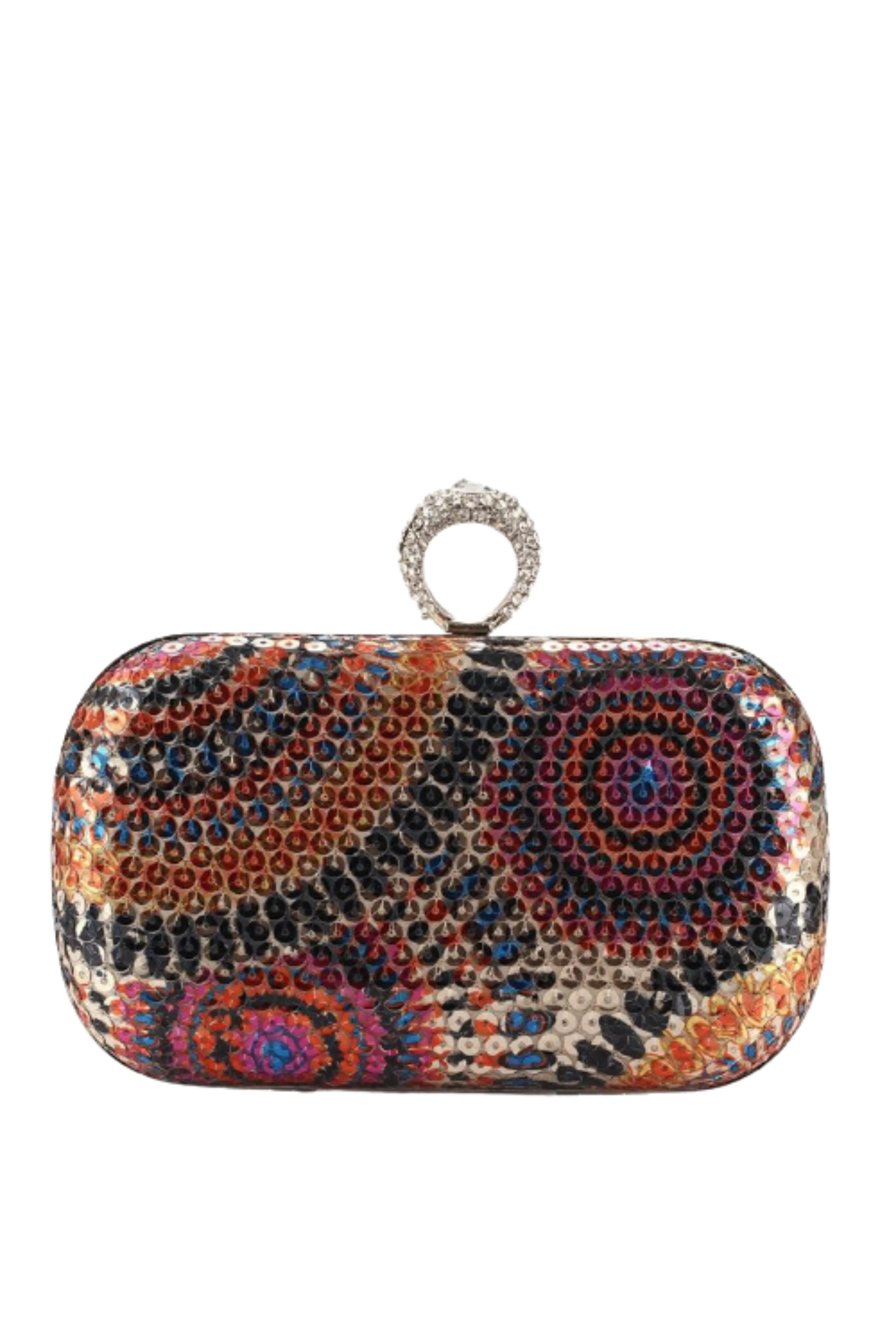 Mini Abstract Sequin Clutch - Orange