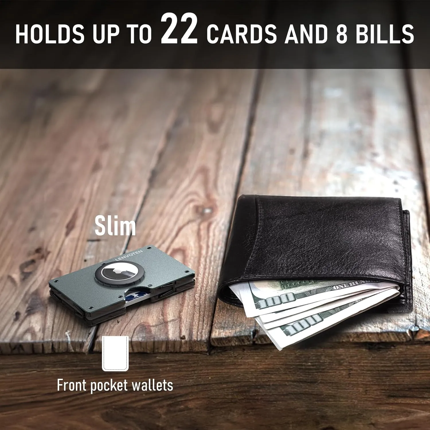 Minimalist Wallet for Men, Metal Wallet with Money Clip, Slim Compact Wallet, RFID Blocking Card Holder, Metal Aluminum Credit Card Holder, Holds up to 20 Cards