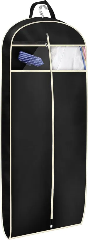 MISSLO 50" Gusseted Travel Garment Bag with Clear Zipper Pouch Breathable Dress Storage Garment Cover for Hanging Full Length Coat, Long Jacket, Suit with Tails