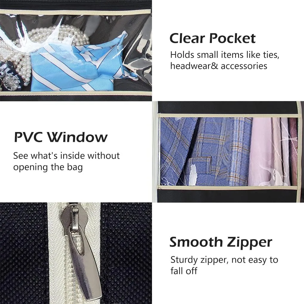 MISSLO 50" Gusseted Travel Garment Bag with Clear Zipper Pouch Breathable Dress Storage Garment Cover for Hanging Full Length Coat, Long Jacket, Suit with Tails