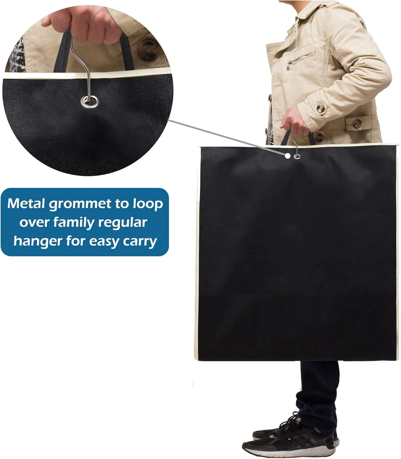 MISSLO 50" Gusseted Travel Garment Bag with Clear Zipper Pouch Breathable Dress Storage Garment Cover for Hanging Full Length Coat, Long Jacket, Suit with Tails