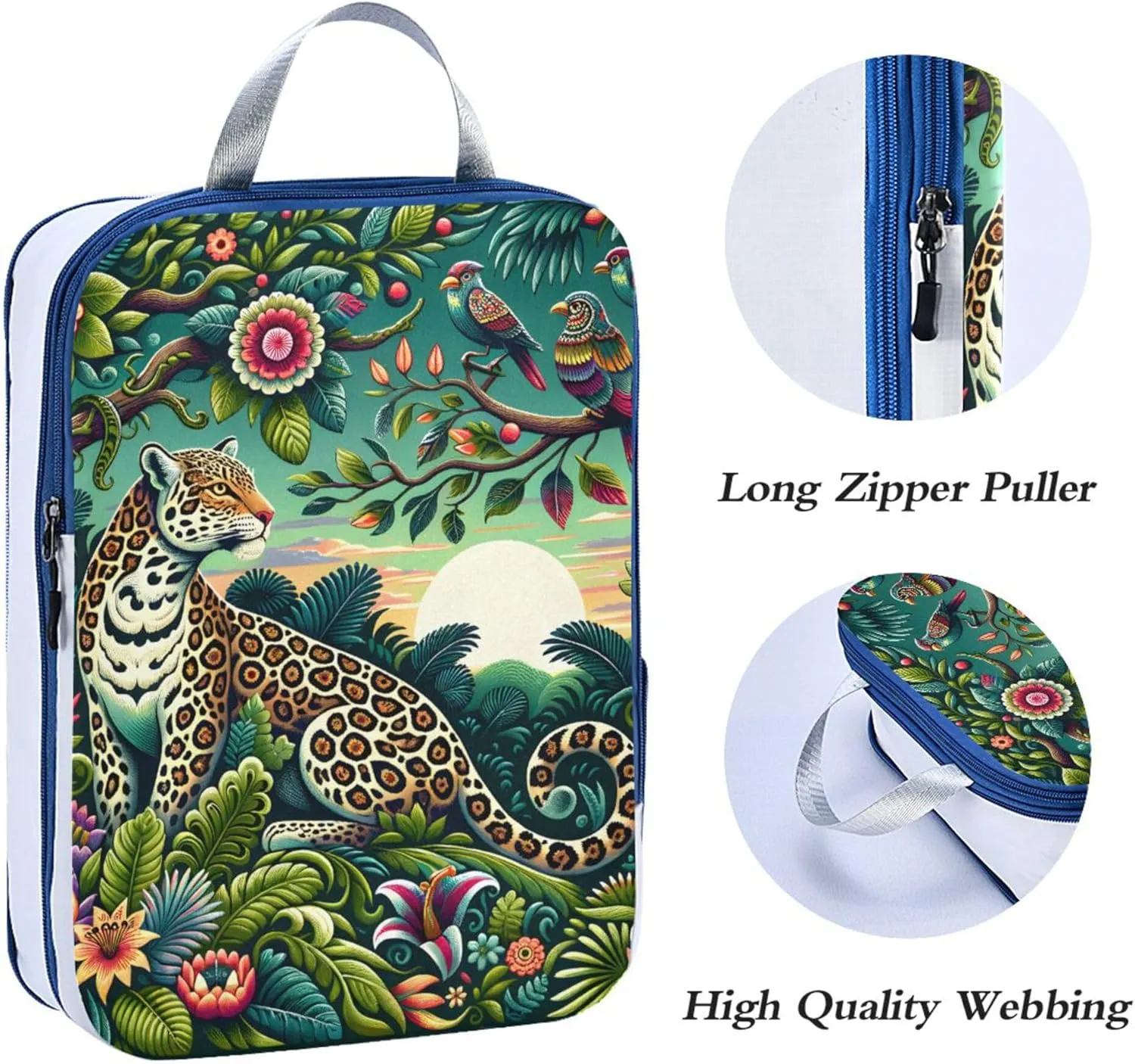 MNSRUU Packing Cubes Magic Leopard Surrounded by Lush Greenery Compression Luggage Cubes Packing Bags Travel Organizer for Suitcases, 3 PCS