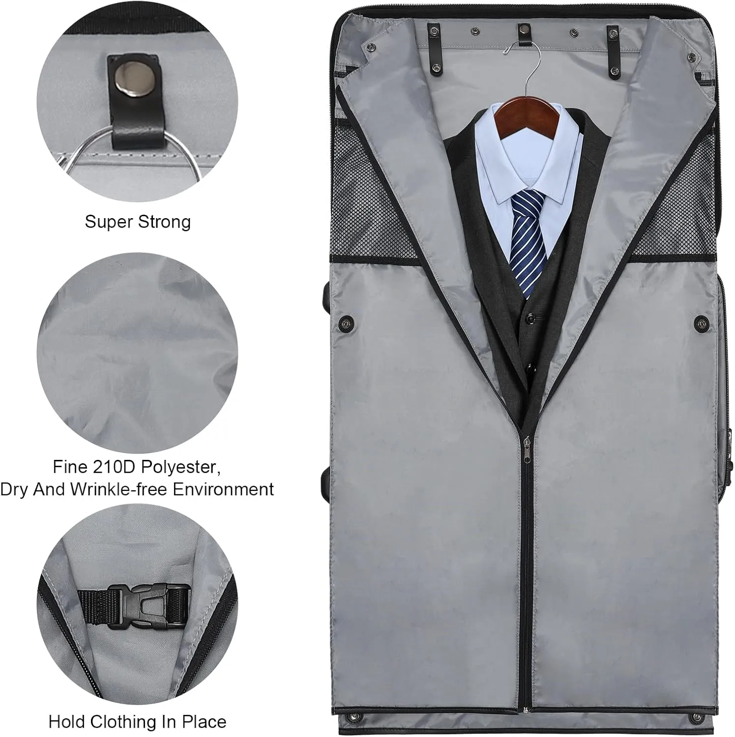 Modoker Rolling Garment Bag with Wheels, Garment Bags with Built-in TSA Lock, 22 Inch Travel Garment Bag Suitcase
