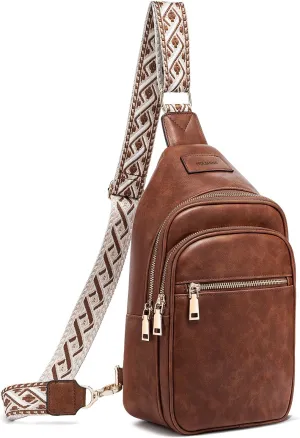 molshine Sling Crossbody Bag, Fashion Chest, Casual PU Leather Shoulder Bag for Men Women Work Travel Hiking Sport Cycling