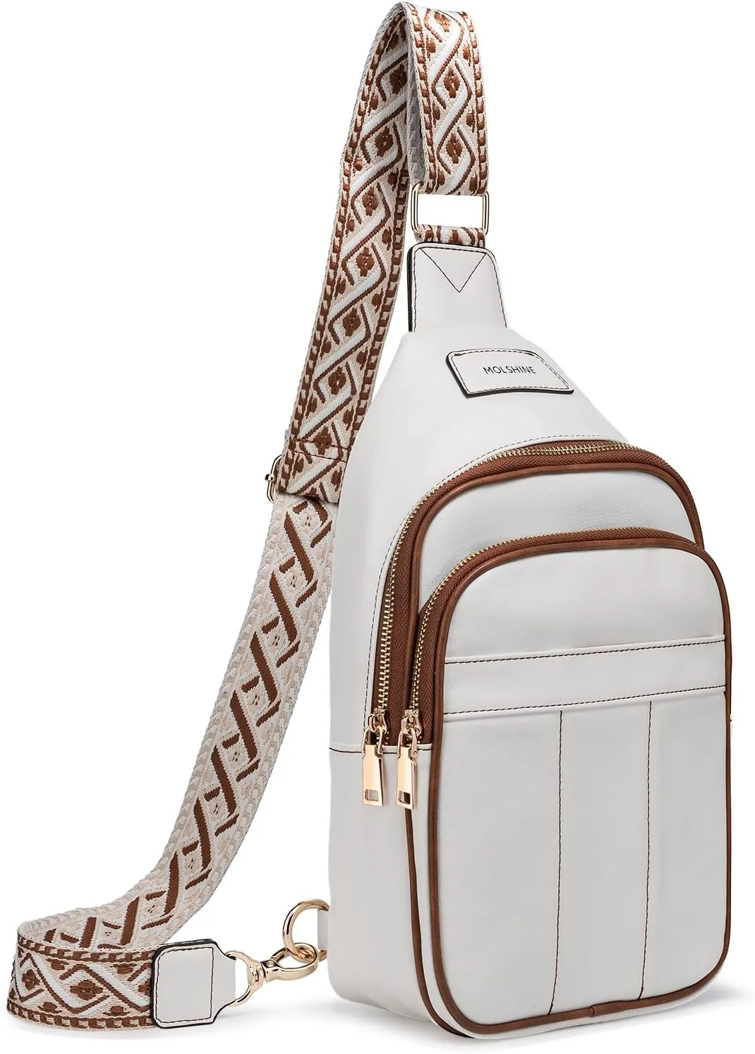 molshine Sling Crossbody Bag, Fashion Chest, Casual PU Leather Shoulder Bag for Women Work Travel Hiking Cycling