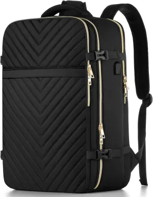 MOMUVO Carry On Backpack for Women,Flight Approved Extra Large Travel Laptop Backpack Water Resistant Luggage Travel Bag for Weekender Business, Black