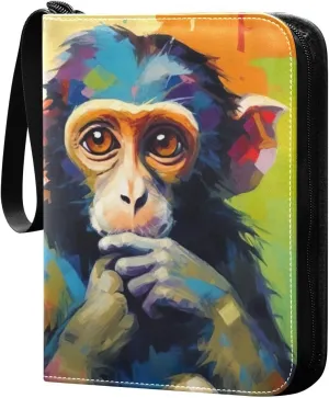 Monkey Painting Card Binder, 400 Pockets Card Holder with 50 Sleeves, Sturdy Card Holder Folders for Game Cards & Sports Cards