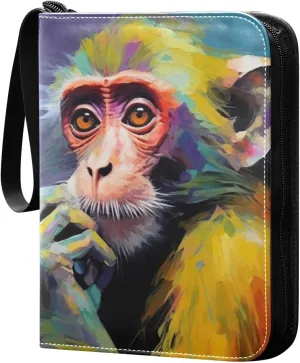 Monkey Painting Card Binder, 400 Pockets Card Holder with 50 Sleeves, Sturdy Card Holder Folders for Game Cards & Sports Cards