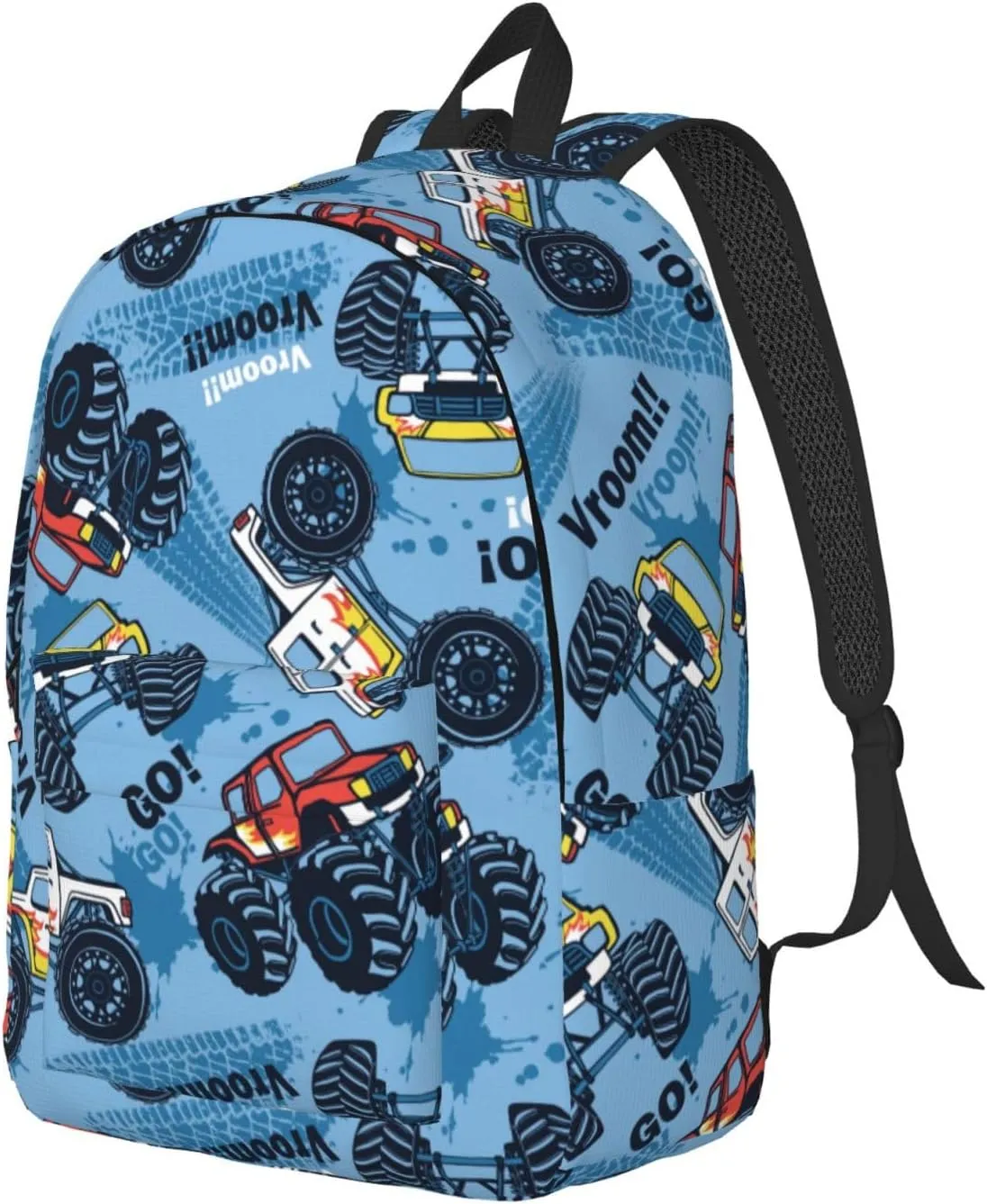 Monster Trucks Car Blue Backpack 17.7 Inch Laptop Backpack Travel Hiking Daypack Multipurpose Bookbag For Men Women