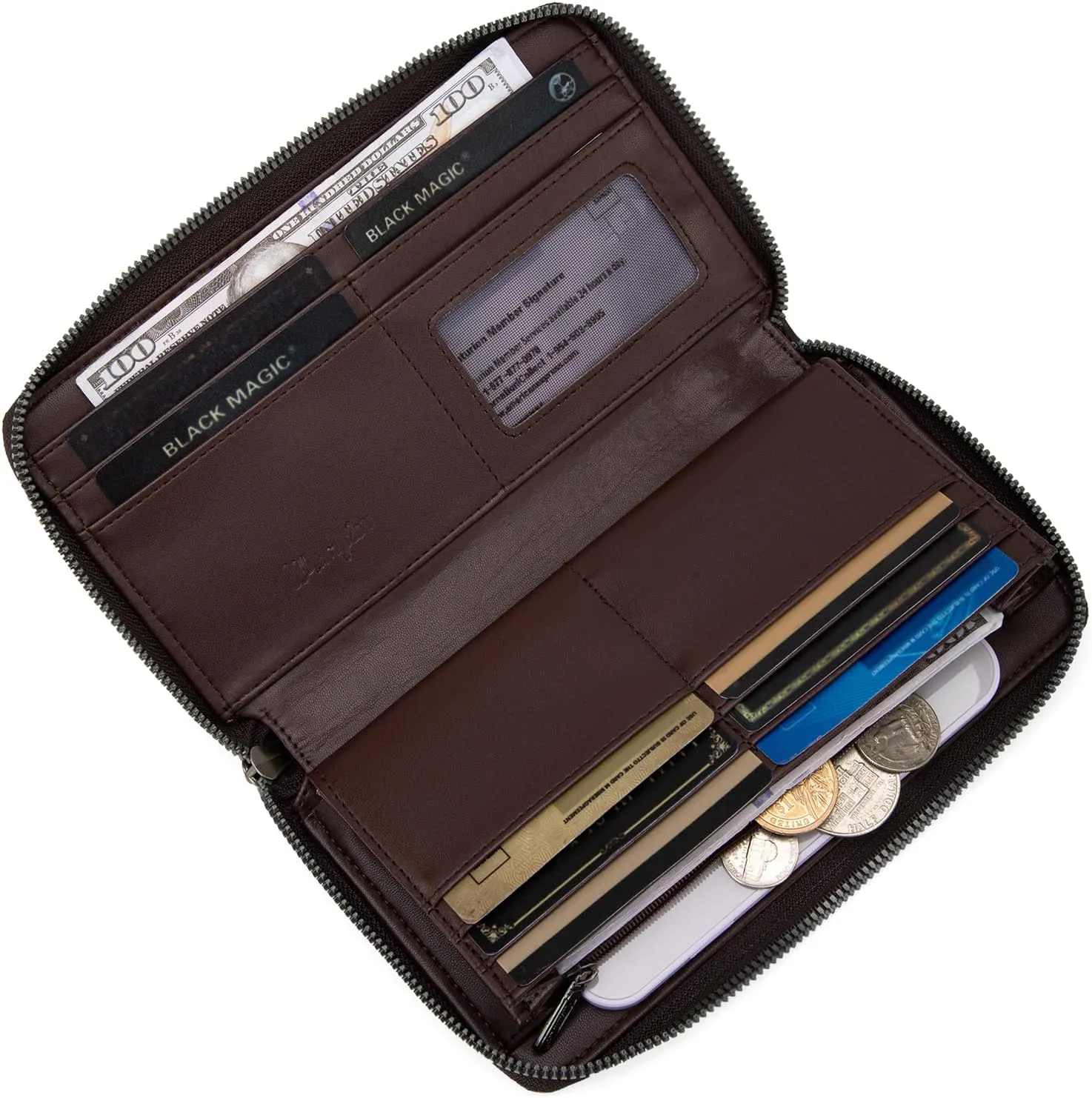 Montana West × Wrangler Wristlet Wallet for Women, Vegan Leather Checkbook Wallet, RFID Paisley Designer Woman Wallet, Coffee