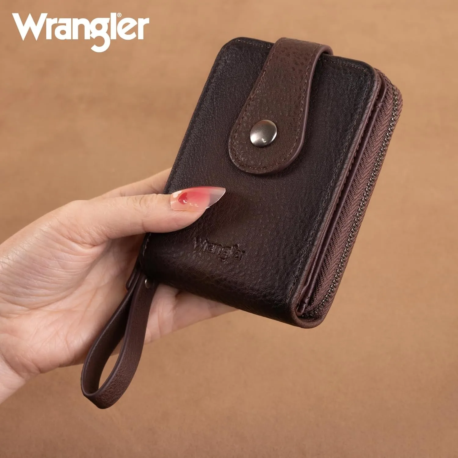 Montana West X Wrangler Card Case Wallet Small Credit Card Holder for Women Men Compact Credit Card Wallet With Smooth Zipper Pocket and ID Window