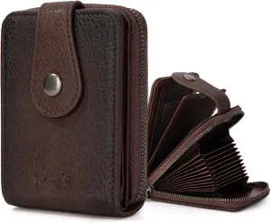Montana West X Wrangler Card Case Wallet Small Credit Card Holder for Women Men Compact Credit Card Wallet With Smooth Zipper Pocket and ID Window