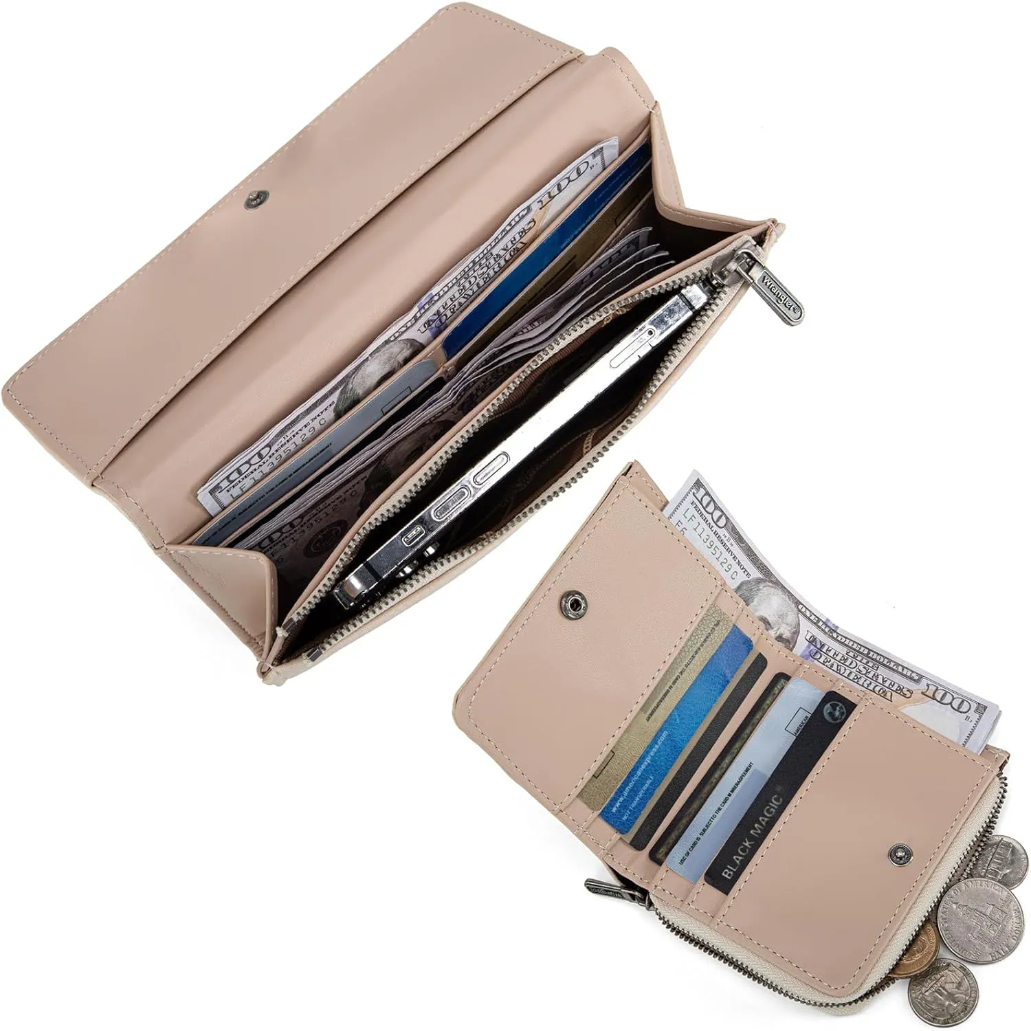 Montana West X Wrangler Wallet Womens RFID Blocking Credit Card Wallet Large Capacity Wallet Women White Wallet with ID Window Birthday Anniversary