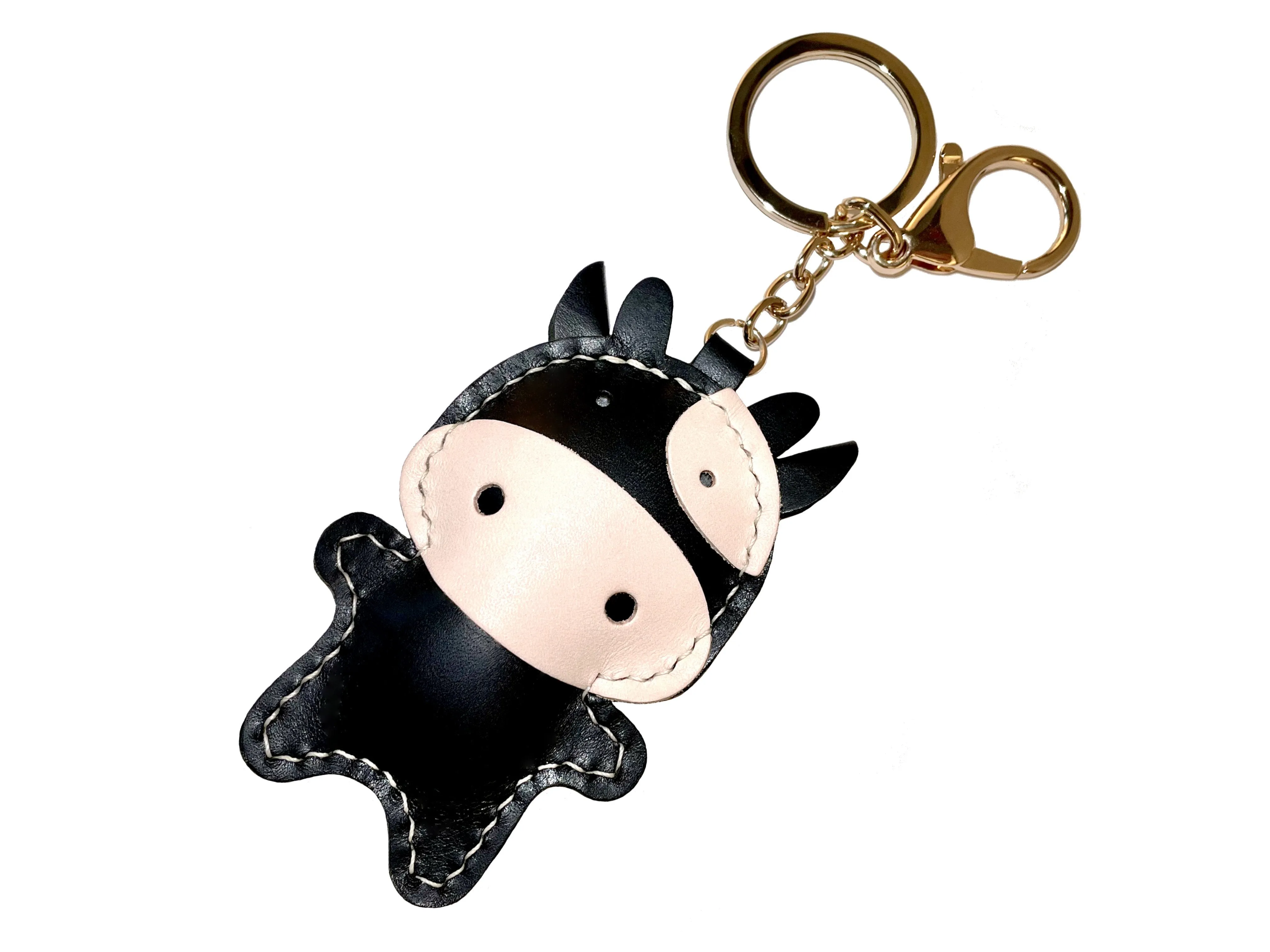 Moo Cow Key Ring - Handcrafted by J Tanner