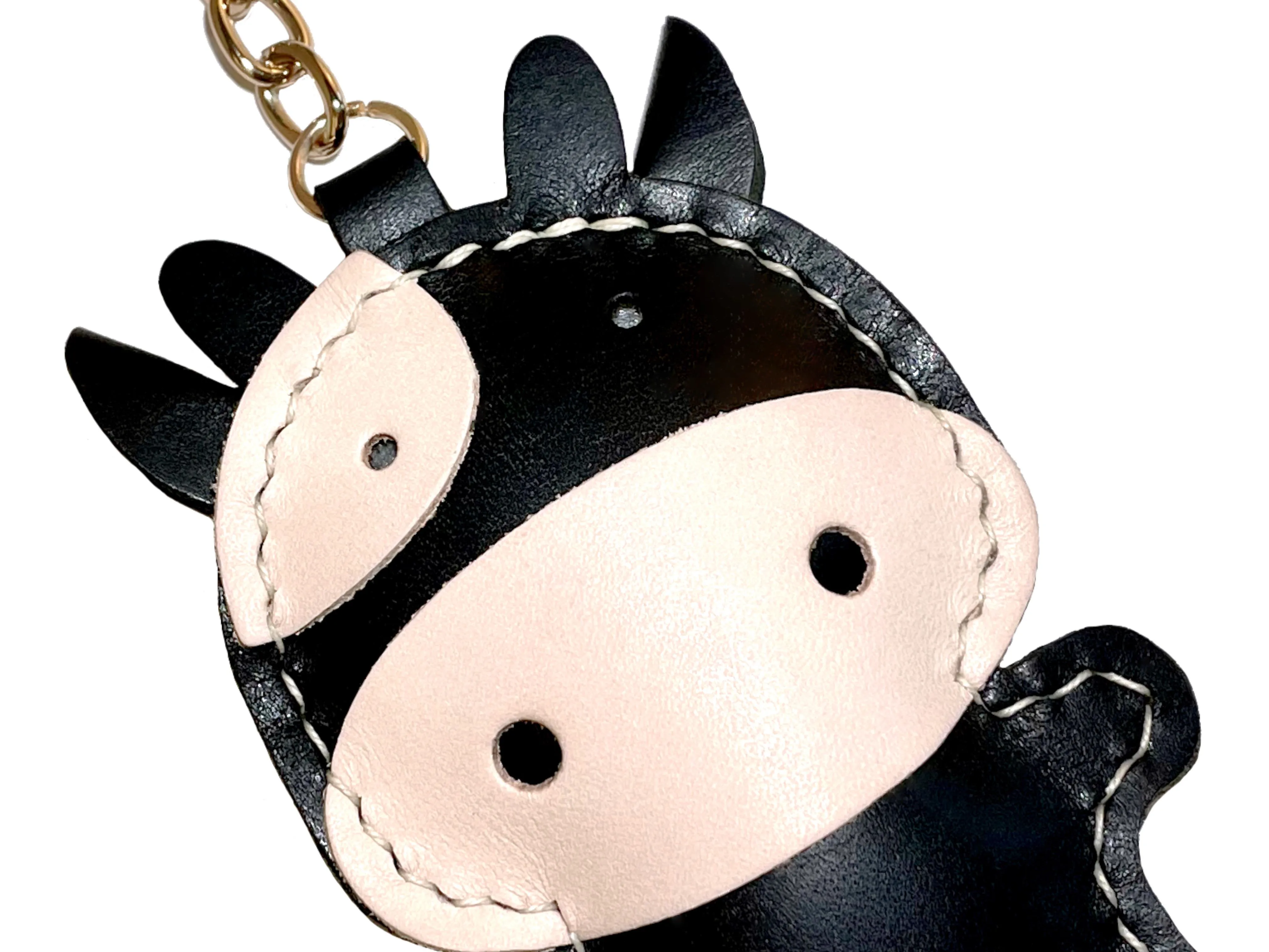 Moo Cow Key Ring - Handcrafted by J Tanner