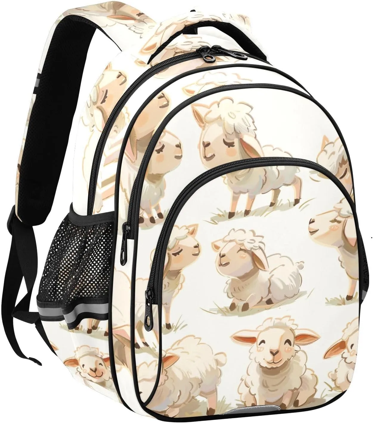 Moody Sheep School Backpack for Teens Water Resistant Laptop Backpack 15.3" H
