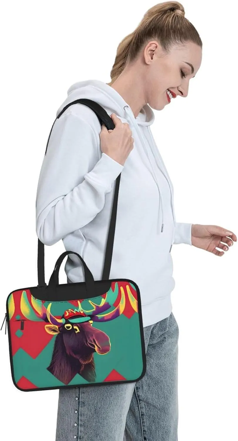 Moose Print Messenger Bag & Case Shoulder Strap Fashionable Laptop Bag for Business Travel