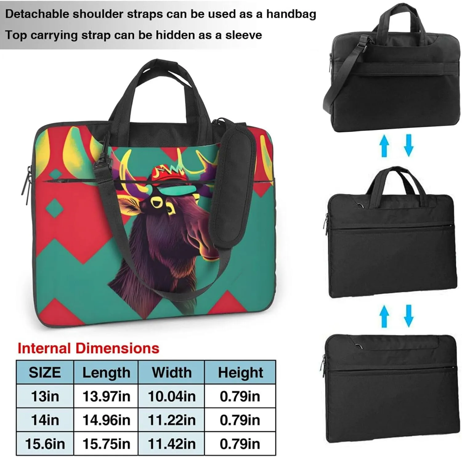 Moose Print Messenger Bag & Case Shoulder Strap Fashionable Laptop Bag for Business Travel