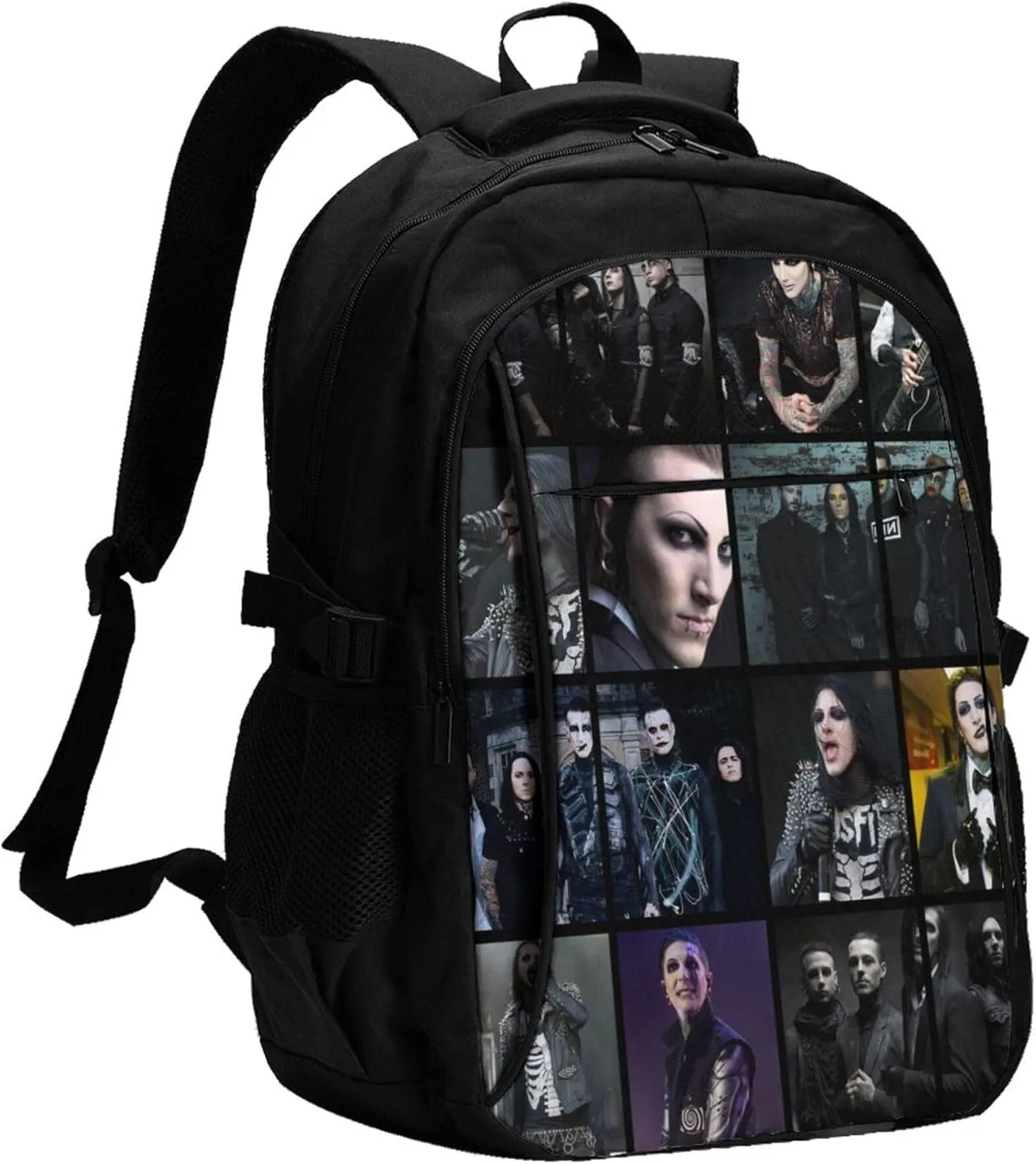 Motionless Rock In White Backpack with USB Charing Port Laptop Daypack Travel Bag Classic Laptop Backpack