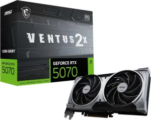 MSI Gaming RTX 5070 12G Ventus 2X OC Graphics Card (12GB GDDR7, 192-bit, Extreme Performance: 2557 MHz, DisplayPort x3 2.1a, HDMI 2.1b, NVIDIA Blackwell Architecture)