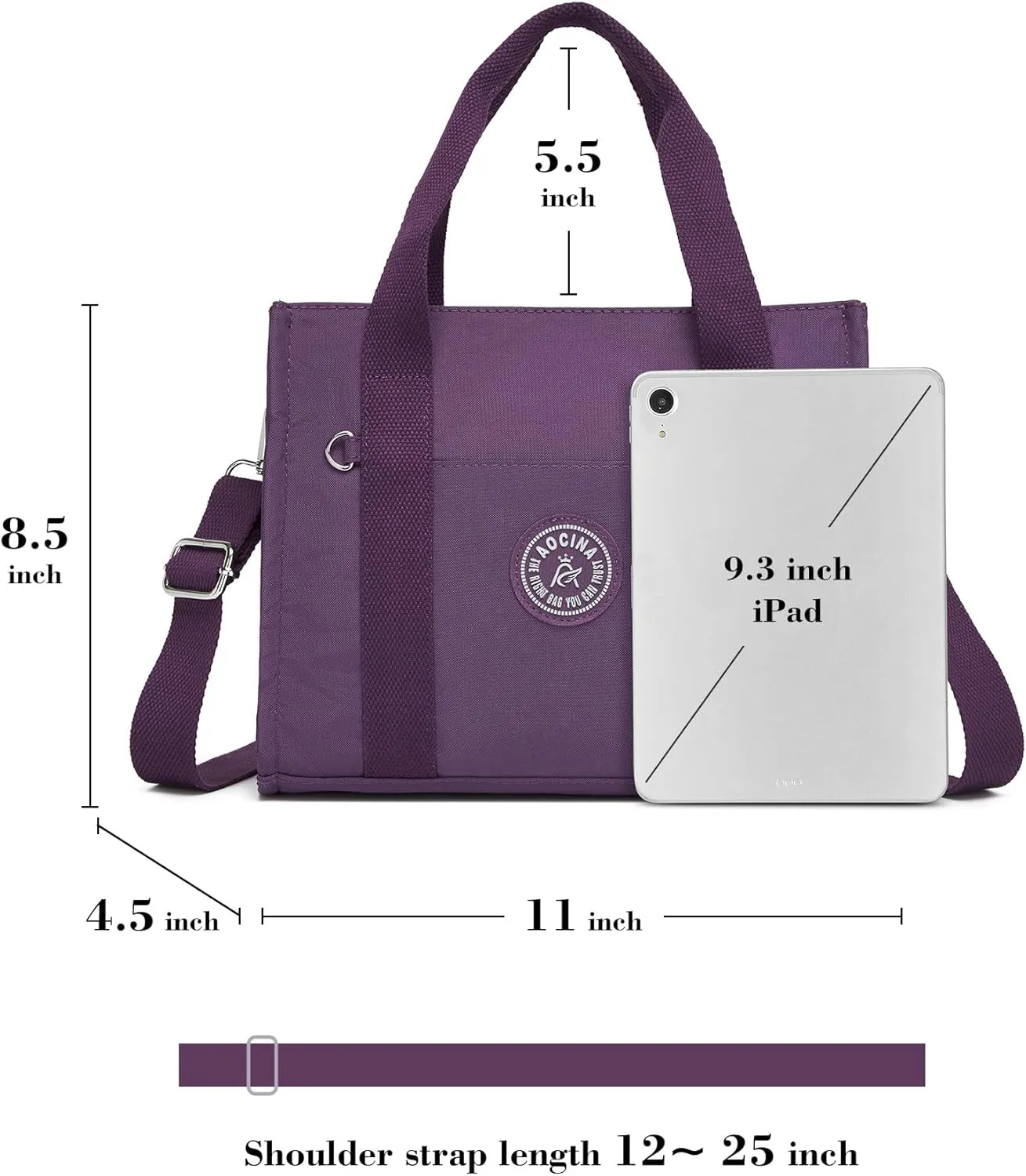 Multi-Pocket Tote Bag for Women with Zipper Lightweight Crossbody Shoulder Bag for Work Travel Nurse College Gift