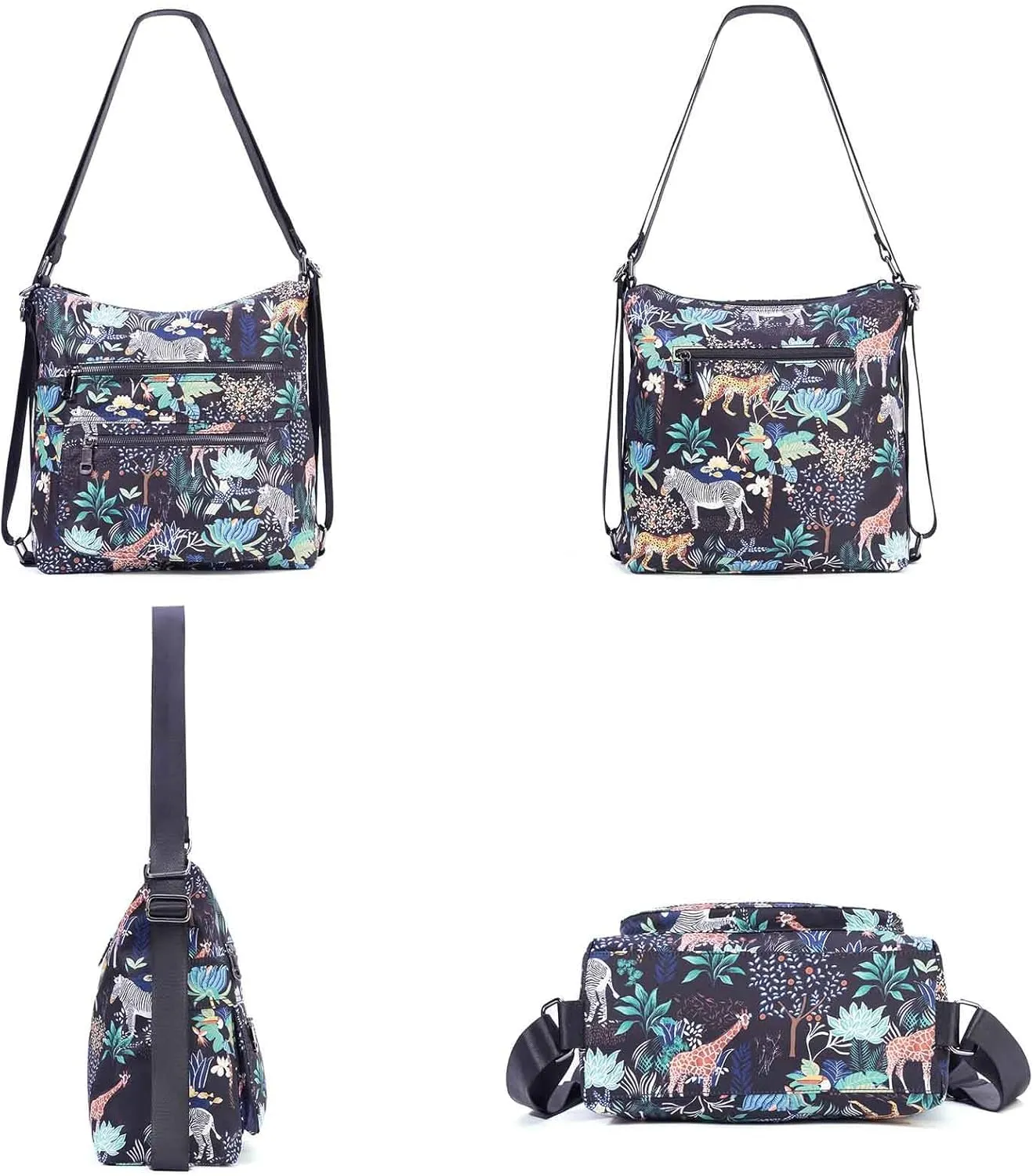 Multiple Compartments Satchel Handbags Waterproof Nylon Crossbody Bags for Women Adjustable Strap Tote for Ladies