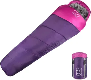 Mummy Sleeping Bag for Indoor and Outdoor - Great for Kids, Boys, Girls, Teens, Adults. Portable and Lightweight for 3-4 Season Camping, Hiking, Traveling, Backpacking and Outdoor