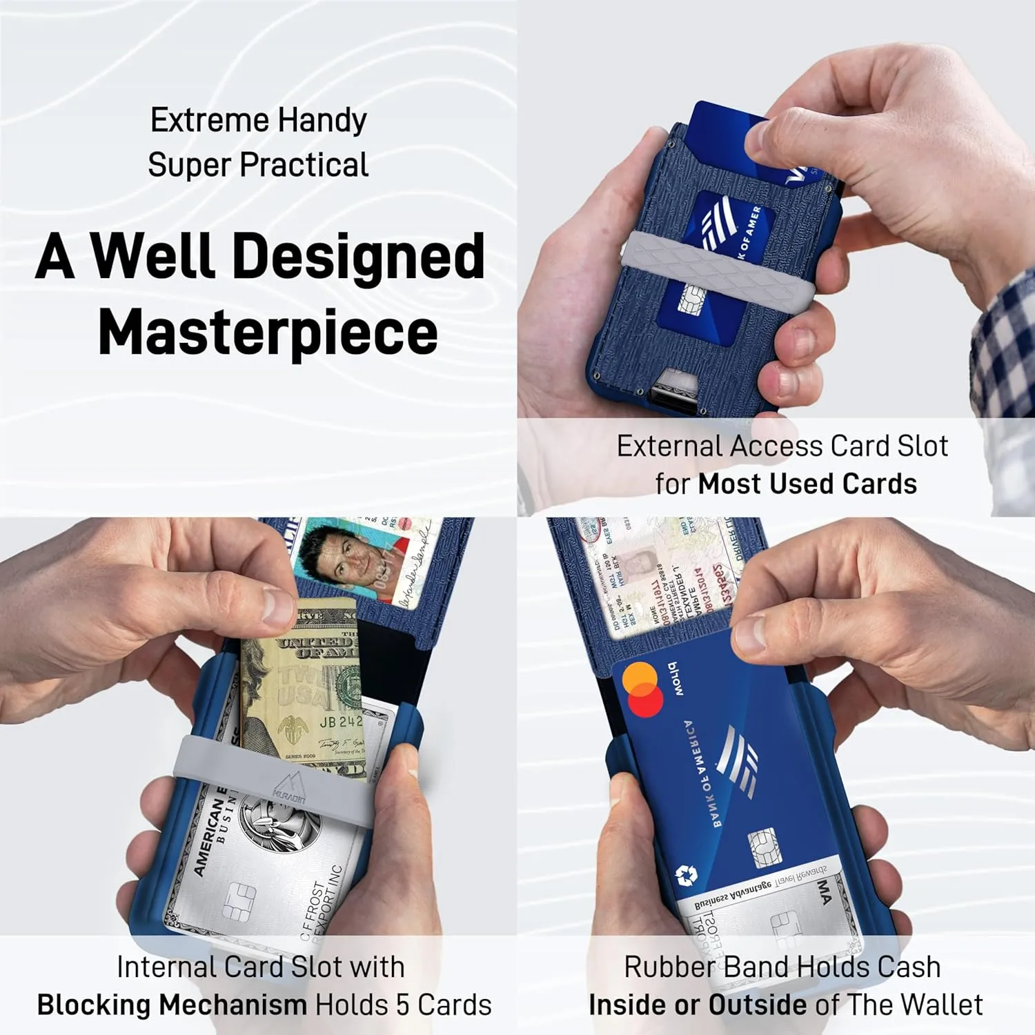 MURADIN Mens Wallet Tactical Bifold Wallets for Men Metal RFID Blocking Aluminum Money Cards Holder Gifts for Men