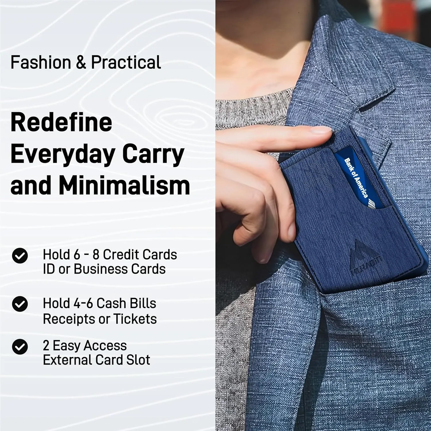 MURADIN Mens Wallet Tactical Bifold Wallets for Men Metal RFID Blocking Aluminum Money Cards Holder Gifts for Men