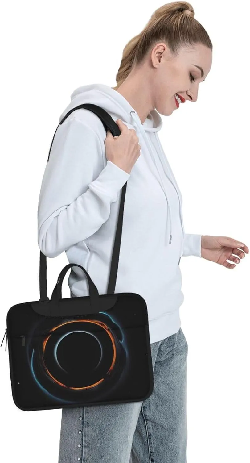 Mysterious Cosmic Black Holes Laptop Shoulder Bag Portable Laptop Bag Laptop Case Crossbody Briefcase w/Strap Handle