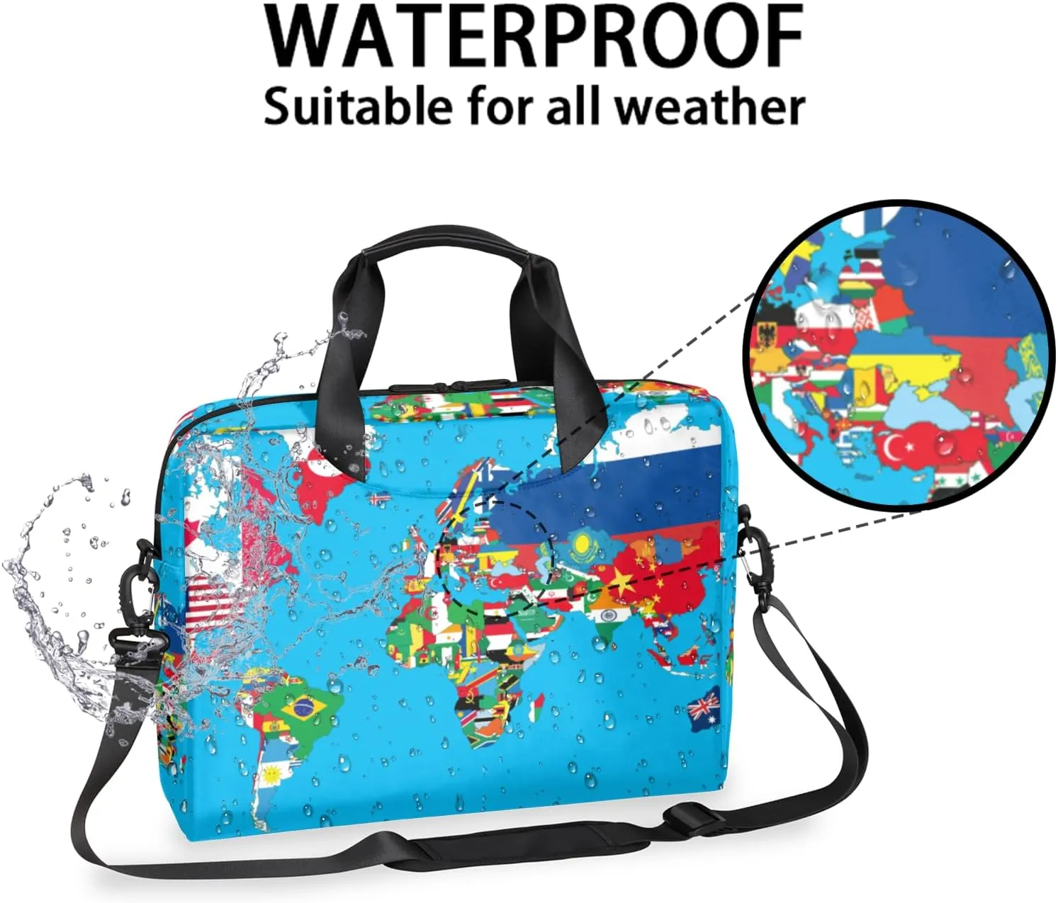 National Flag World Map 14 15 15.6 inch Laptop Briefcase Shoulder Bag Art Waterproof Travel Laptop Sleeve Case Work Computer Cover Carrying Bag