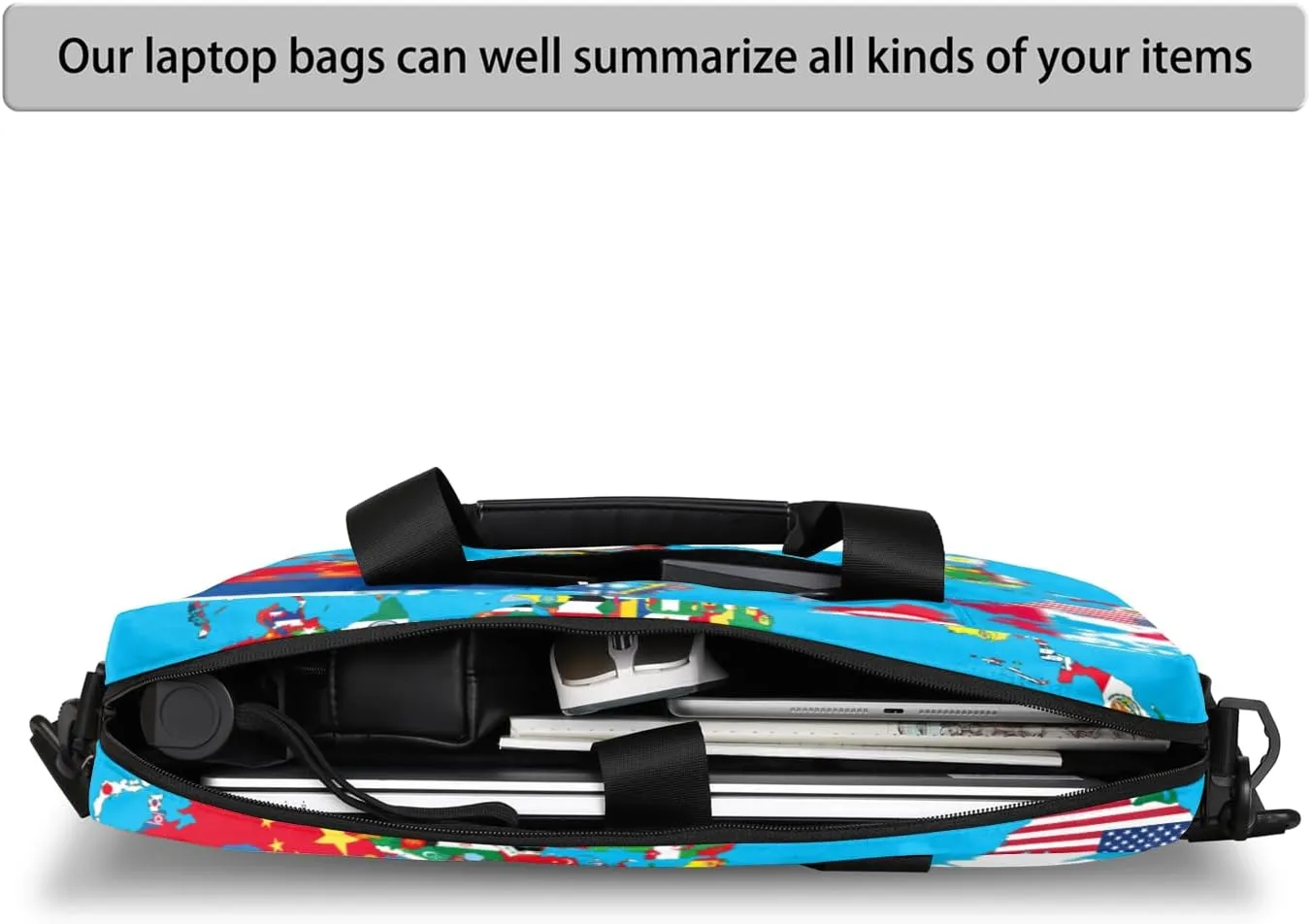 National Flag World Map 14 15 15.6 inch Laptop Briefcase Shoulder Bag Art Waterproof Travel Laptop Sleeve Case Work Computer Cover Carrying Bag