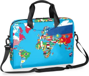 National Flag World Map 14 15 15.6 inch Laptop Briefcase Shoulder Bag Art Waterproof Travel Laptop Sleeve Case Work Computer Cover Carrying Bag