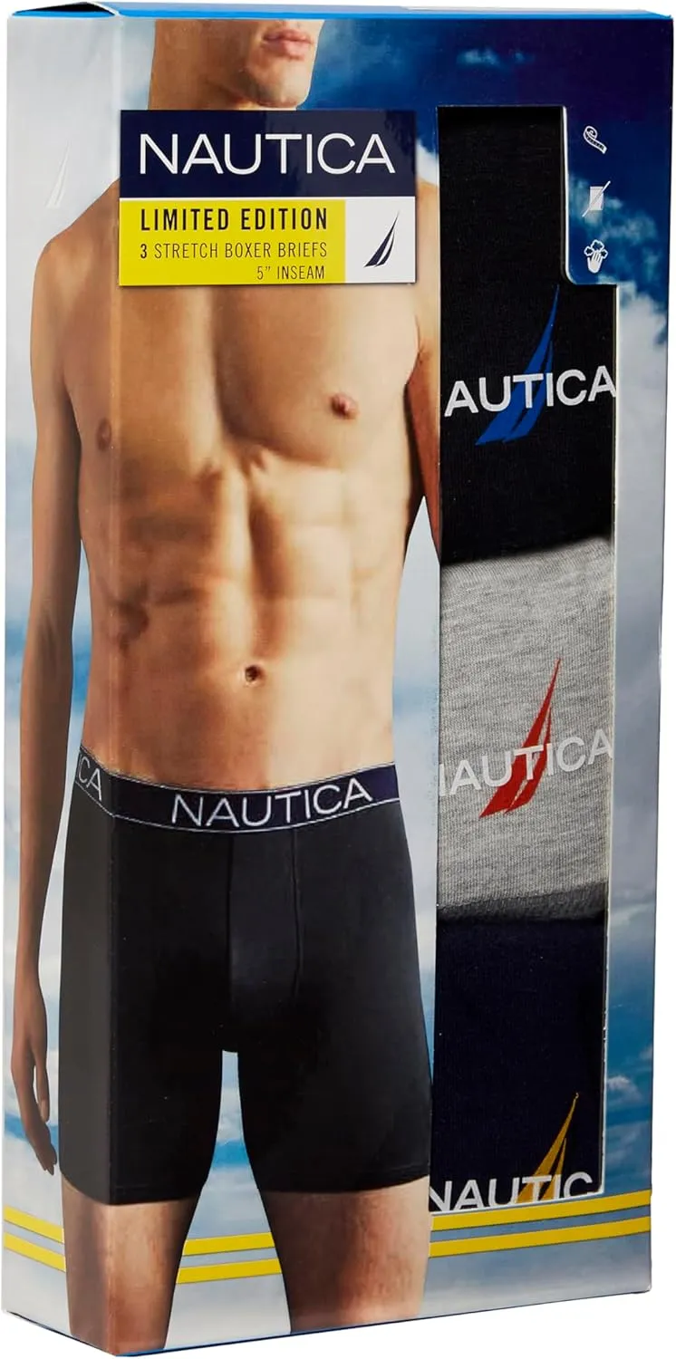 Nautica Men's 3-Pack Cotton Stretch Limited Edition Boxer Briefs