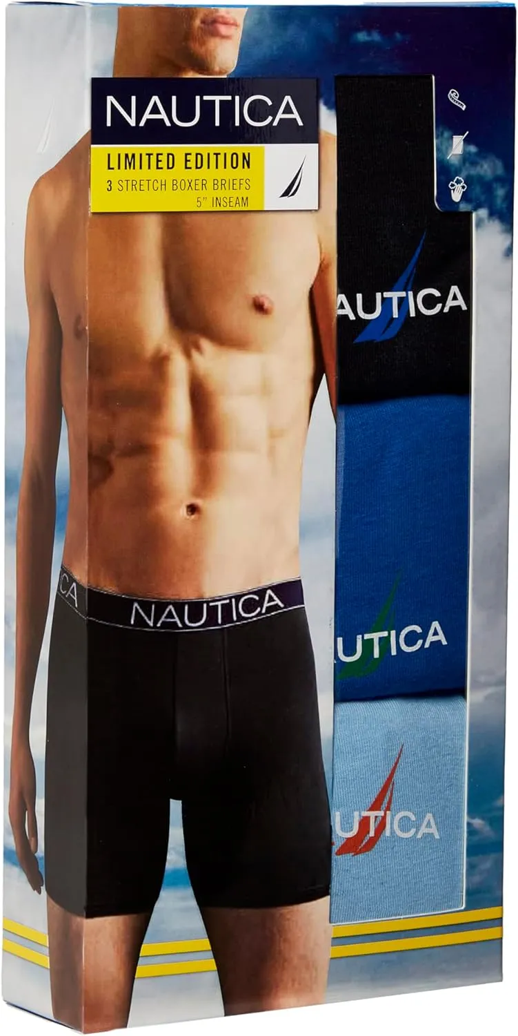 Nautica Men's 3-Pack Cotton Stretch Limited Edition Boxer Briefs