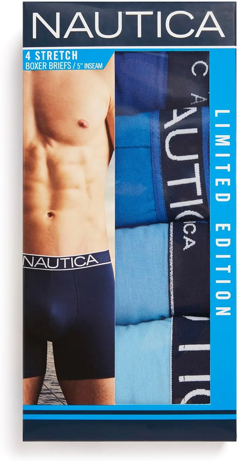 Nautica Men's 4 Pack Limited Edition Cotton Stretch Boxer Briefs