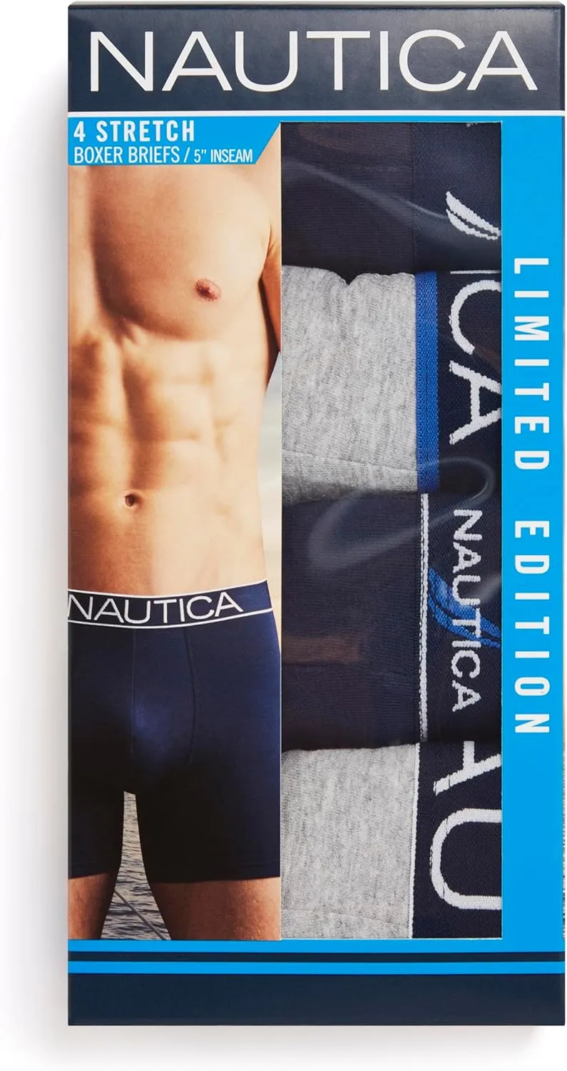Nautica Men's 4 Pack Limited Edition Cotton Stretch Boxer Briefs