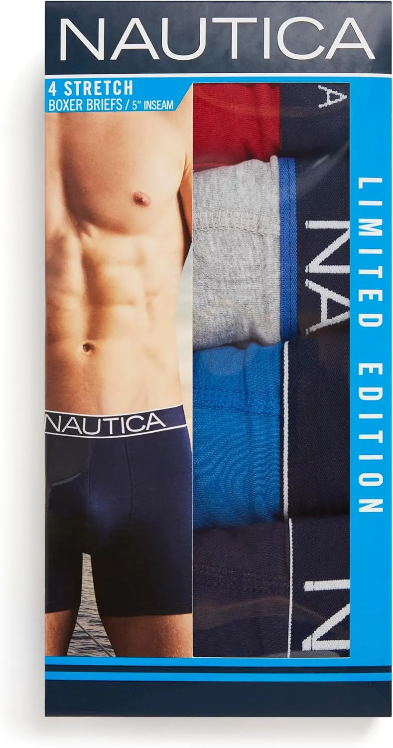 Nautica Men's 4 Pack Limited Edition Cotton Stretch Boxer Briefs