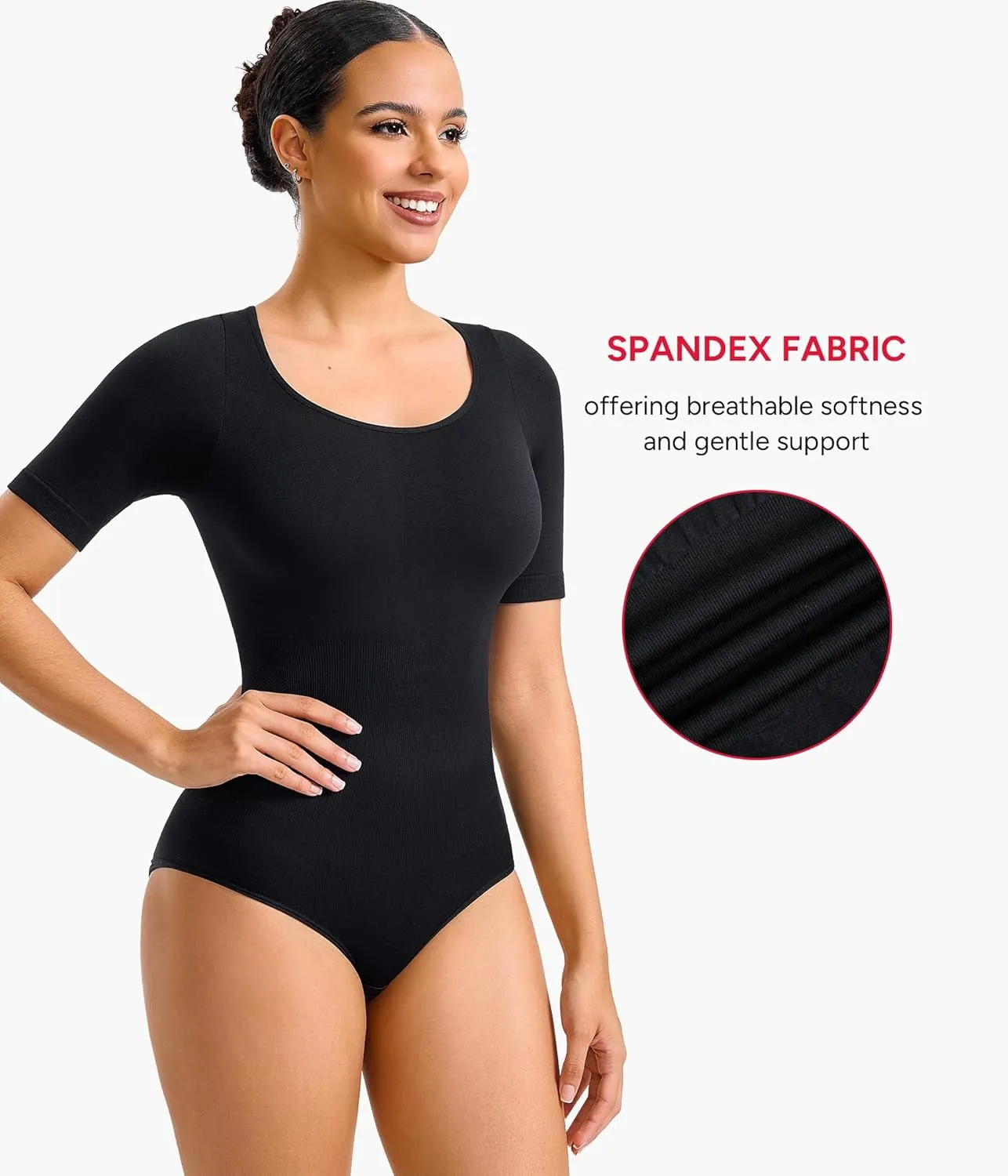 Nebility Shapewear Bodysuit for Women Tummy Control Seamless Body Shaper Short Sleeve Body Suits for Women Tank Tops