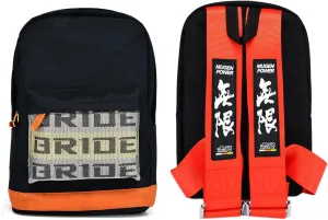 New Bride Racing Backpack with Mugen Power Racing Harness Shoulder Straps Red