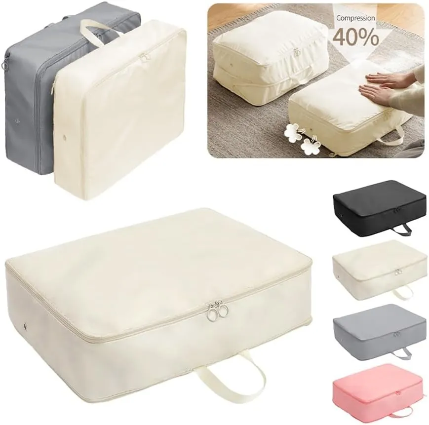 New Compression Storage Bag For Quilt Clothes Foldable Bag Storage Clothing Wardrobe Closet Organizers Home Pillow Blanket Bags(Pink,40x30x18cm)