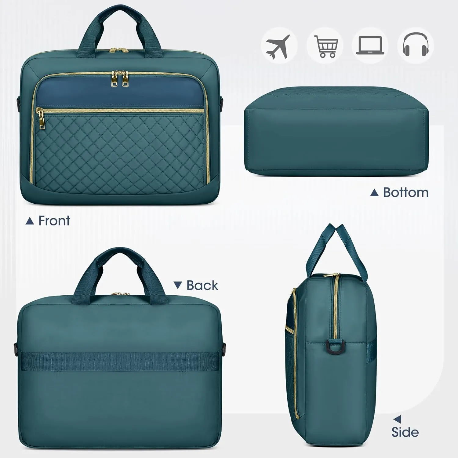 NEWHEY Laptop Bag 17.3 Inch Laptop Briefcase for Women Men Waterproof Shoulder Messenger Bag Large Computer Bag for Business Office Work College, Dark Green